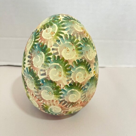 Handcrafted Ceramic Decorative Egg With Colorful Swirl Pattern‎ - Picture 3 of 4